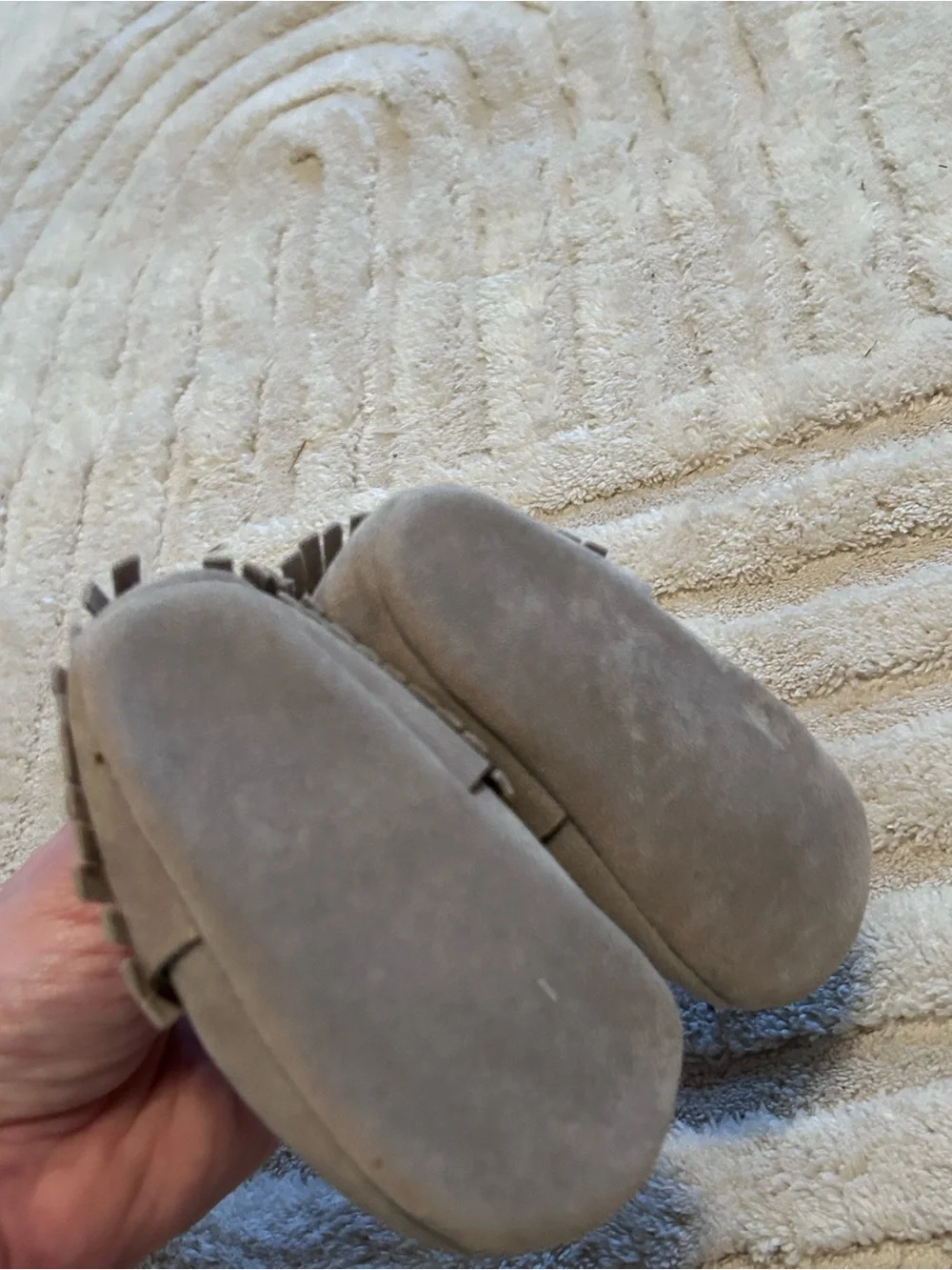 Kids Suede Fringe Moccasin Slippers 0-6 months